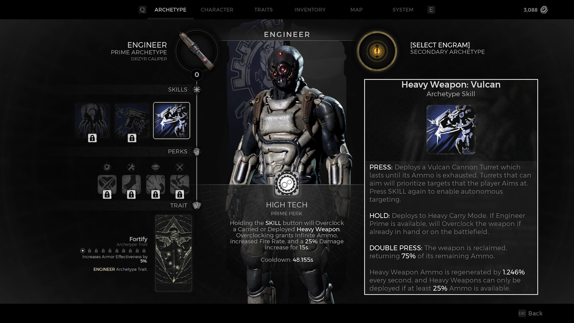 Engineer Archetype Heavy Weapon Vulkan Skill
