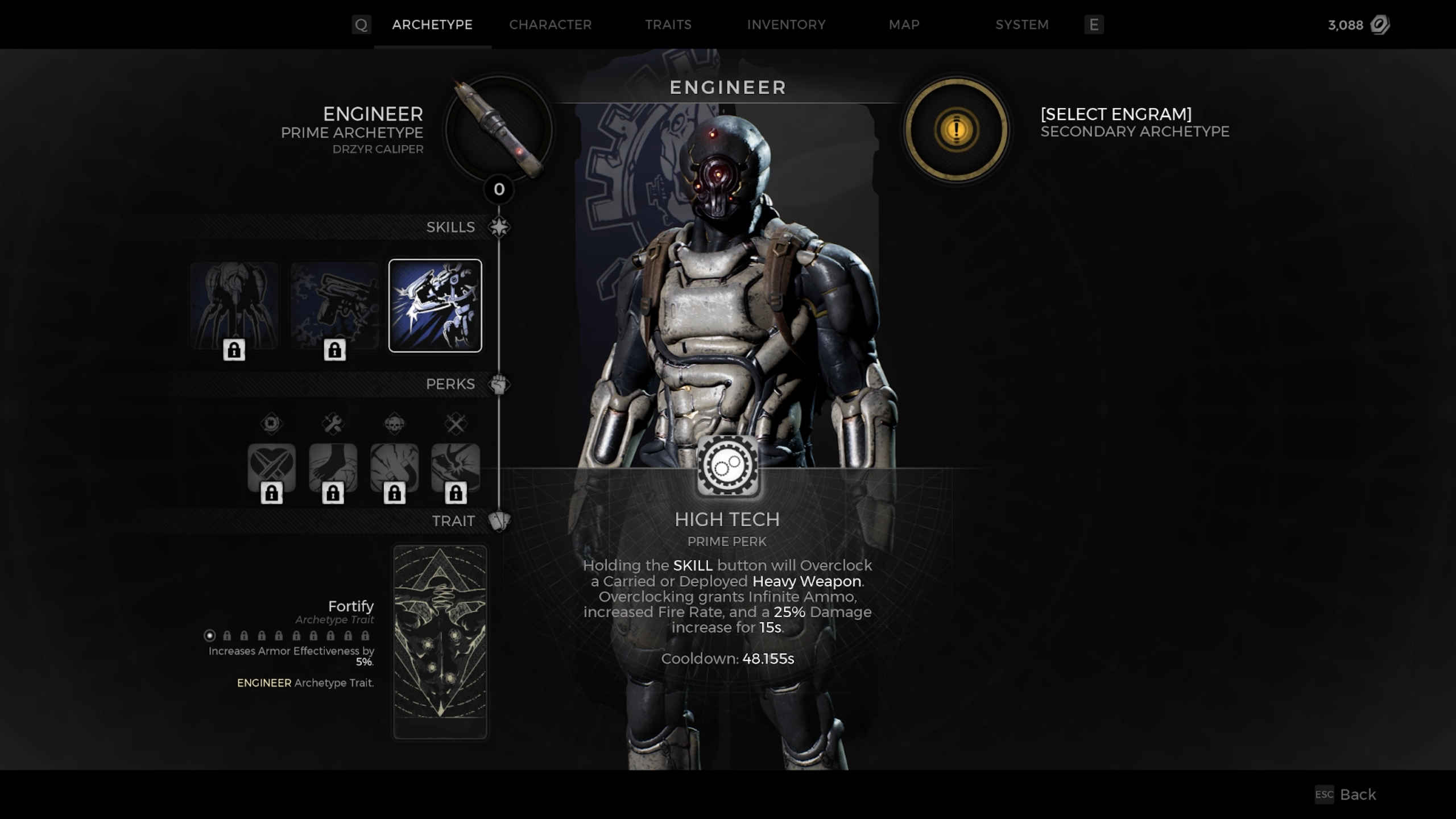 Engineer Archetype Prime Perk High Tech